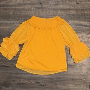 Anthony Women's S Top Off The Shoulder Burnt Orange Boho Romantic Cottagecore